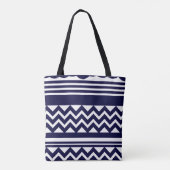 Navy Blue Geometric Pattern Tote Bag トートバッグ (裏面)