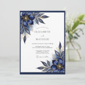 Navy Blue Gilded Formal Wedding 招待状 (スタンド正面)