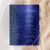 Navy Blue Glam Glitter Script Wedding メニュー