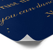 Navy Blue & Glam Gold Confetti Wedding Party Sign ポスター (角)