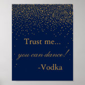 Navy Blue & Glam Gold Confetti Wedding Party Sign ポスター (正面)