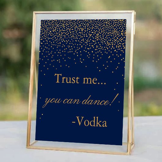 Navy Blue & Glam Gold Confetti Wedding Party Sign ポスター