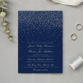 Navy Blue & Glam Silver Confetti Wedding 招待状