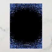 Navy Blue Glitter Border Black Christmas Party 箔招待状 (裏面)