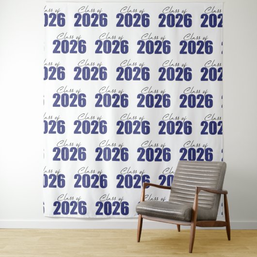 Navy Blue Glitter Class of 2026 Photo Backdrop タペストリー (インサイチュ)