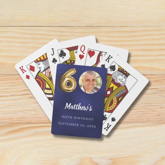 Navy blue gold 60th photo birthday party トランプ