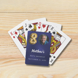 Navy blue gold 80th photo birthday party トランプ