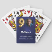 Navy blue gold 90th photo birthday party トランプ (裏面)