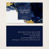Navy Blue Gold Abstract Monogram Business Card (正面&裏面)