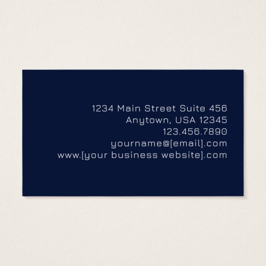 Navy Blue Gold Abstract Monogram Business Card (裏面)