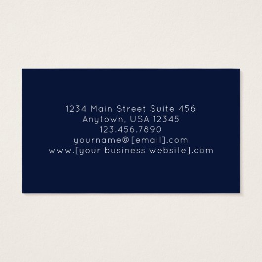 Navy Blue Gold Abstract Monogram Business Card (裏面)