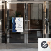 Navy Blue Gold Agate Bar Mitzvah Party Welcome ウィンドウサイン (オフィスドア)