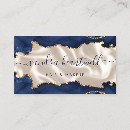Navy Blue Gold Agate Ivory Luxury Stylist 名刺 (正面)
