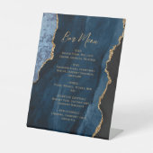 Navy Blue Gold Agate Wedding Bar Menu 台座サイン (正面)
