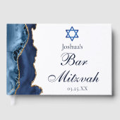 Navy Blue Gold Bar Mitzvah Party Customized ゲストブック (正面)