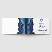 Navy Blue Gold Bar Mitzvah Party Customized ゲストブック (全面)