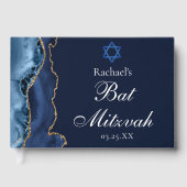 Navy Blue Gold Bat Mitzvah Party Personalized ゲストブック (正面)