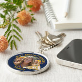 Navy Blue Gold Cheerleader Photo High School キーホルダー (側面)