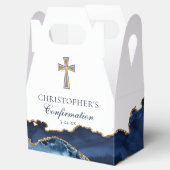 Navy Blue Gold Christian Cross Confirmation Party フェイバーボックス (オープン)
