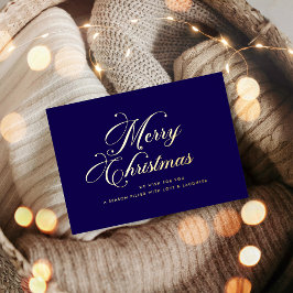 Navy Blue Gold Christmas Card 箔シーズンカード