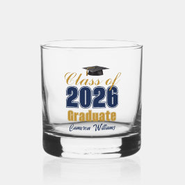 Navy Blue Gold Class of 2026 Graduation ウイスキーグラス