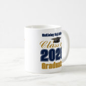 Navy Blue Gold Class of 2026 Graduation コーヒーマグカップ (正面右)