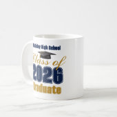Navy Blue Gold Class of 2026 Graduation コーヒーマグカップ (正面左)