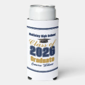 Navy Blue Gold Class of 2026 Graduation Party スリム缶クーラー (Seltzer正面)