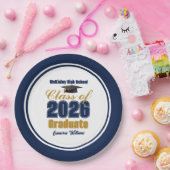 Navy Blue Gold Class of 2026 Graduation Party ペーパープレート (パーティー)