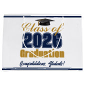 Navy Blue Gold Class of 2026 Graduation Party ラージペーパーバッグ (正面)