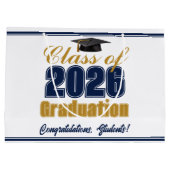 Navy Blue Gold Class of 2026 Graduation Party ラージペーパーバッグ (裏面)
