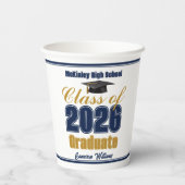 Navy Blue Gold Class of 2026 Graduation Party 紙コップ (裏面)