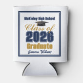 Navy Blue Gold Class of 2026 Graduation Party 缶クーラー (正面)
