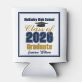 Navy Blue Gold Class of 2026 Graduation Party 缶クーラー (裏面)