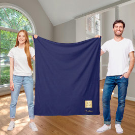 Navy blue gold corporate logo company name luxury フリースブランケット