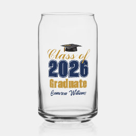 Navy Blue Gold Custom Class of 2026 Graduation ガラス缶
