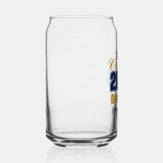 Navy Blue Gold Custom Class of 2026 Graduation ガラス缶 (右)