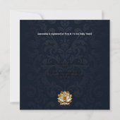 Navy Blue Gold Damask Bridal Shower  シーズンカード (裏面)