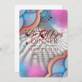 Navy Blue Gold FloraL  Invitation Template Blue Bo 招待状 (正面/裏面)