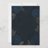 Navy Blue Gold Floral Wedding 招待状 (裏面)