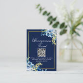 Navy Blue Gold Floral Wedding Chic Honeymoon Fund エンクロージャーカード (スタンド正面)