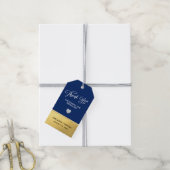 NAVY Blue Gold Foil フェイクハート結婚の ギフトタグ (より糸付き)