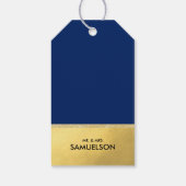 NAVY Blue Gold Foil フェイクハート結婚の ギフトタグ (裏面)