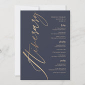 Navy Blue Gold Foil Birthday Weekend Itinerary Inv 招待状 (正面)