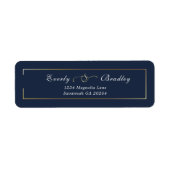 Navy Blue Gold Frame Elegant Simple Return Address ラベル (正面)