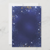 Navy blue gold glitter sparkle balloons birthday 招待状 (裏面)
