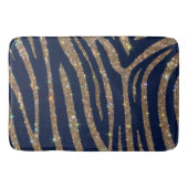 Navy Blue Gold Glitter Wave Luxurious Sparkling バスマット (正面)