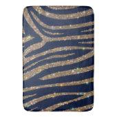 Navy Blue Gold Glitter Wave Luxurious Sparkling バスマット (正面縦)
