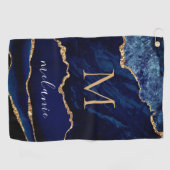 Navy Blue Gold Golf Towel Personalized Name Letter ゴルフタオル (横)