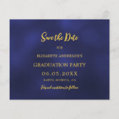 Navy blue gold Graduation Party Save the Date チラシ (裏面)